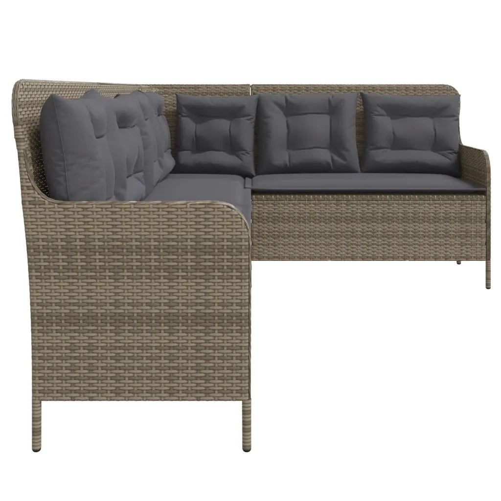 Divano da Giardino con Cuscini a L-Sofa da Giardino-Divano da esterno Grigio in Polyrattan