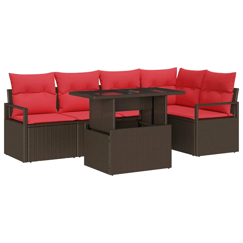 Set Divano da Giardino 6 pcs Marrone Poly Rattan 3357567