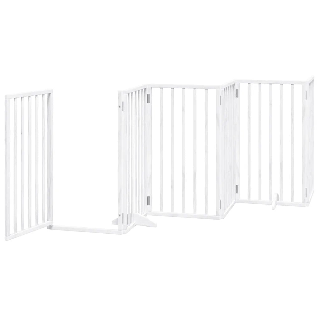 Cancello Cani Porta Pieghevole Bianco 15 Pannelli 750 cm Pioppo 3155540