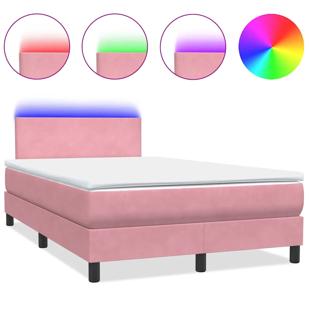 Letto a Molle con Materasso e LED Rosa 120x220 cm in Velluto 3316736