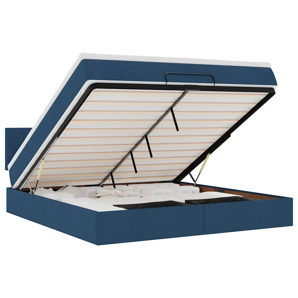 Pouf Letto con Materasso e LED Blu 180x200cm in Tessuto 3312249