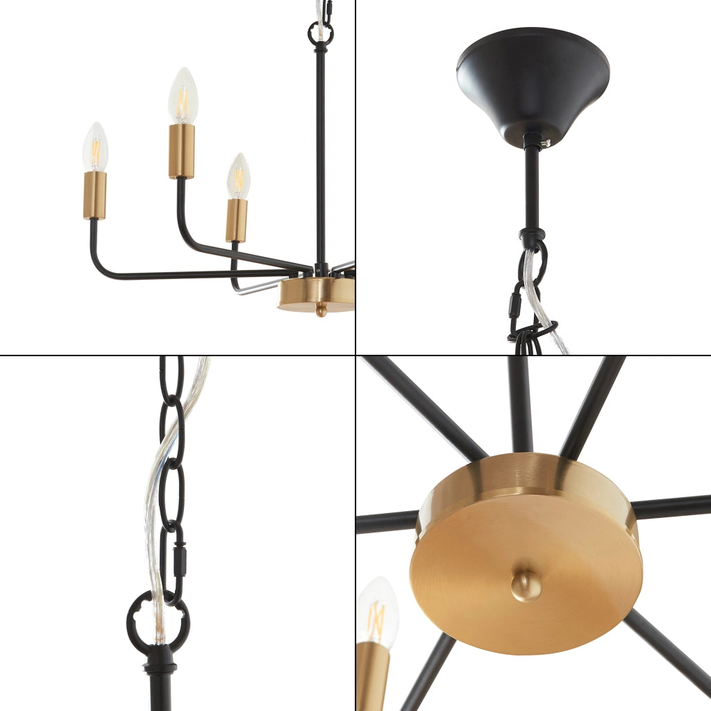 Lampadario a Sospensione Bishop a 6 Bracci E14 Industrial Chic - Nero / Ottone lux.pro