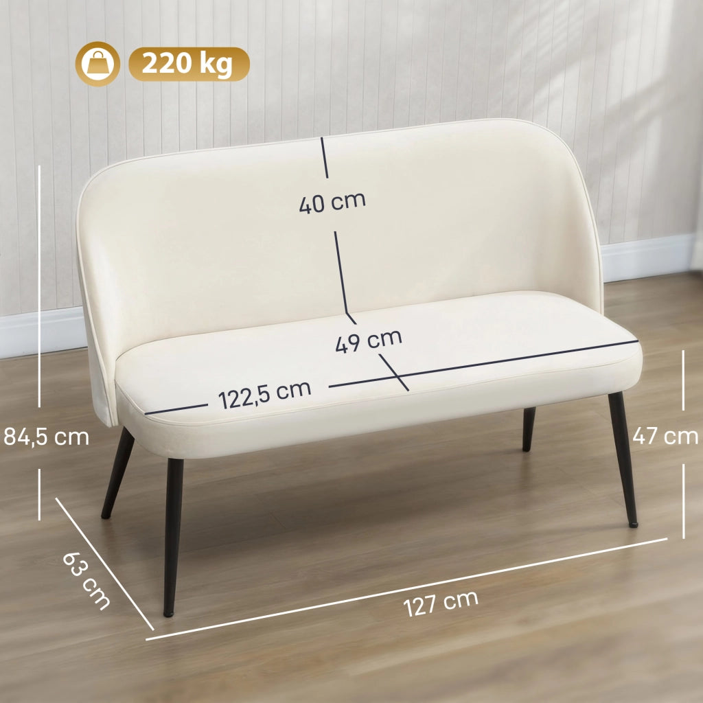 Divano 2 posti ¨C Minimal ¨C Tessuto beige, metallo e legno