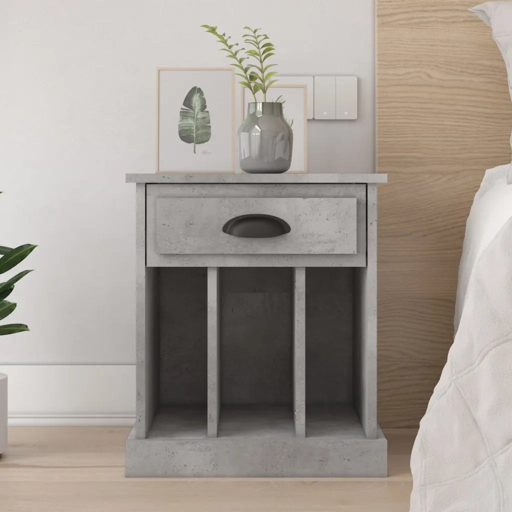 Comodino | Armadio da Notte | Mobiletto da notte Grigio Cemento 43x36x50 cm