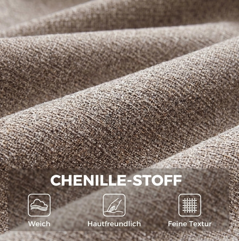 Poltrona lounge in chenille marrone chiaro con gambe in metallo