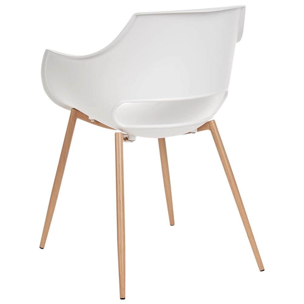 Set di 4 sedie da pranzo Bianco Seduta sintetica Gambe in metallo Seduta moderna semplice e minimalista