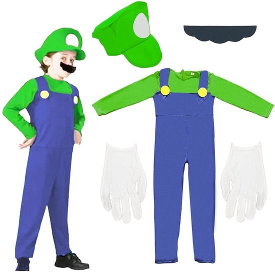 Costume per bambino a quattro pezzi - Jumpsuit rosso - Cappello rosso - Guanti bianchi - Felpa in poliester ad alta respirazione - Costume da carnevale