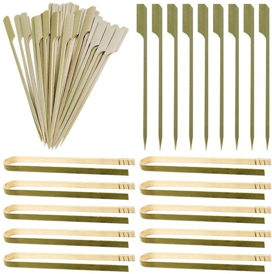 Set di 100 Spiedini e 10 Clip per Finger Food e Buffet