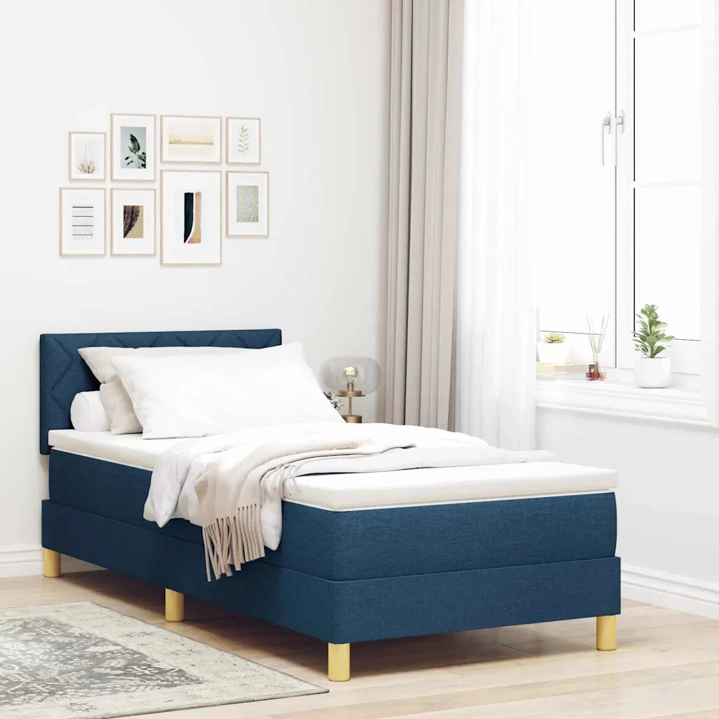 Letto a Sorgente LED con materasso Blu 90 x 200 cm Tessuto