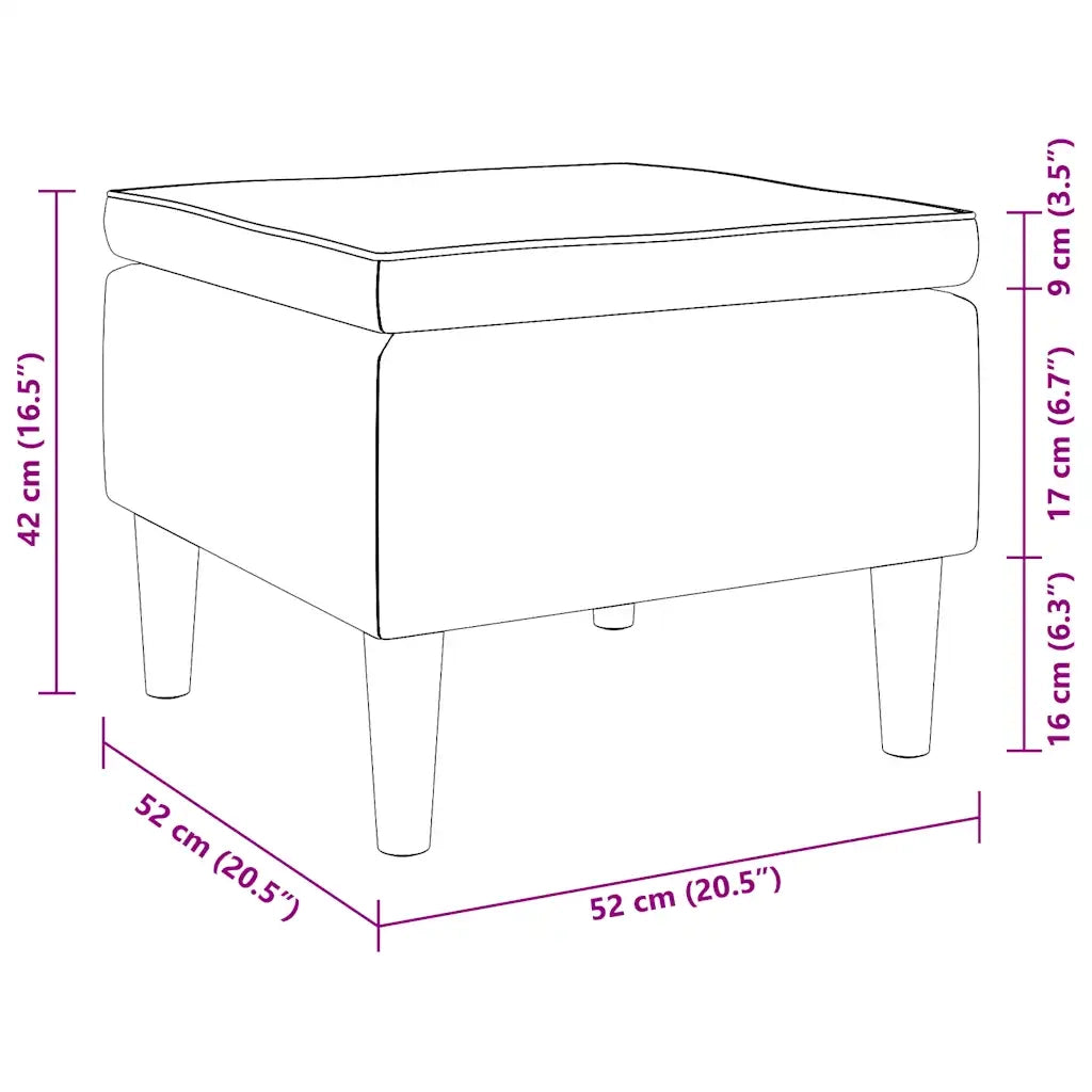 Poggiapiedi con Gambe in Legno Giallo in Velluto 329443