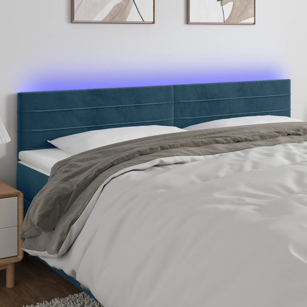 Testiera a LED Blu scuro 160x5x78/88 cm in Tessuto 3121810