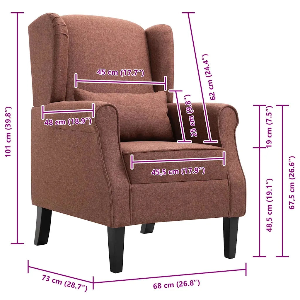 Poltrona-Divano Sedia-Poltroncina Marrone in Tessuto 115991