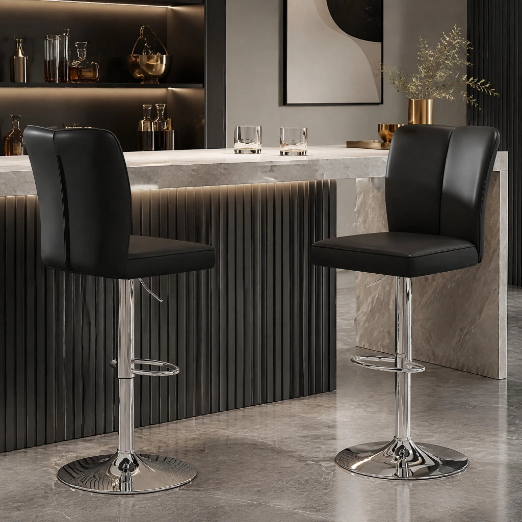 SGABELLO ALTO Set da 2 pezzi 95,5-117,5 cm PU nero e argento