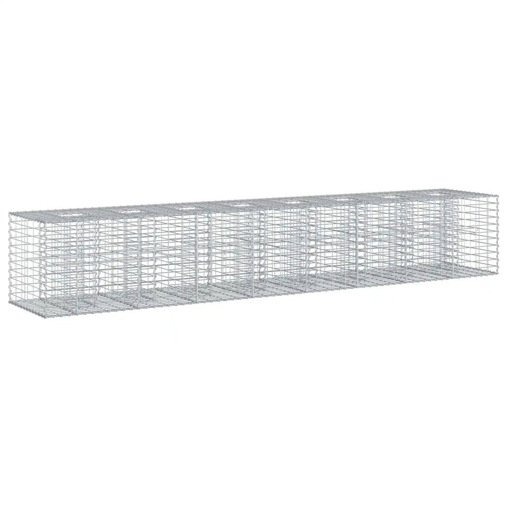 Letto rialzato in gabbione 2 pz 340 x 60 x 55 cm Argento 3422230