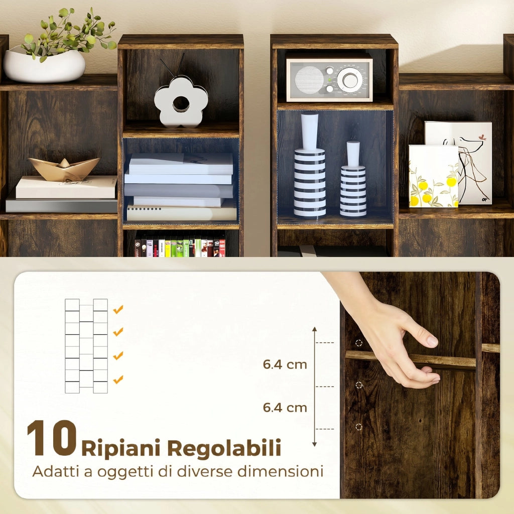 Mobile contenitore in legno ingegnerizzato con ripiani regolabili per soggiorno e ingresso