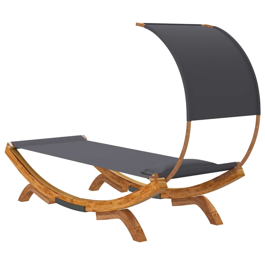 Lettino con Tettuccio 100x200x126 cm in Legno Curvato Antracite CFW5557793