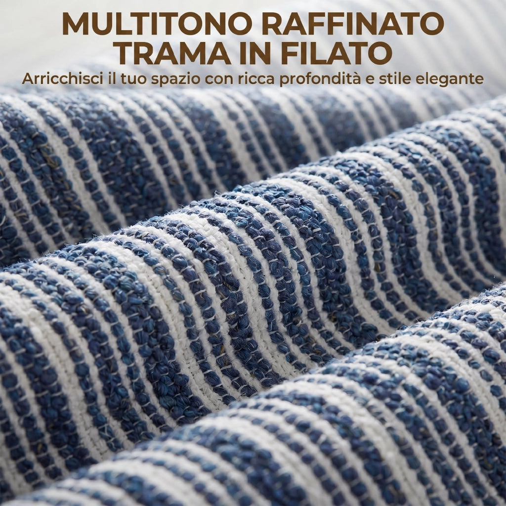 Divano 2 Posti 131x78x83 cm con Braccioli Imbottitura Spessa e 2 Cuscini in Tessuto Blu