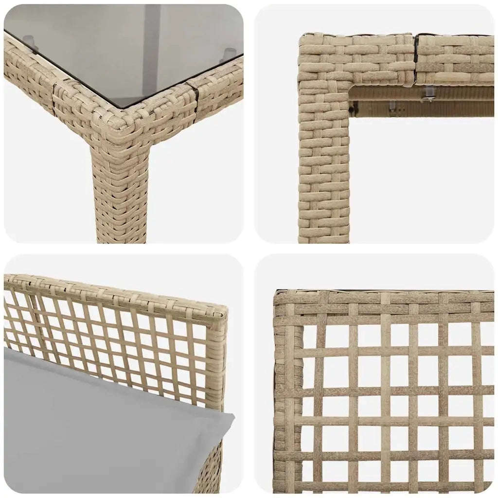 Set da Pranzo per Giardino 9 pcs Beige polyrattan 3334884