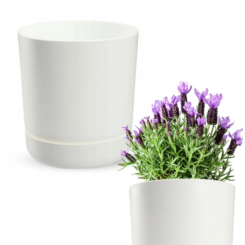 Vaso da fiori KADAX con supporto, coperchio, ciotola rotonda, 17 cm, bianco opaco