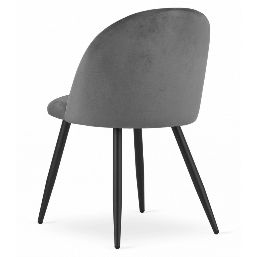 Set di 4 sedie Bello in velluto grigio scuro con gambe nere