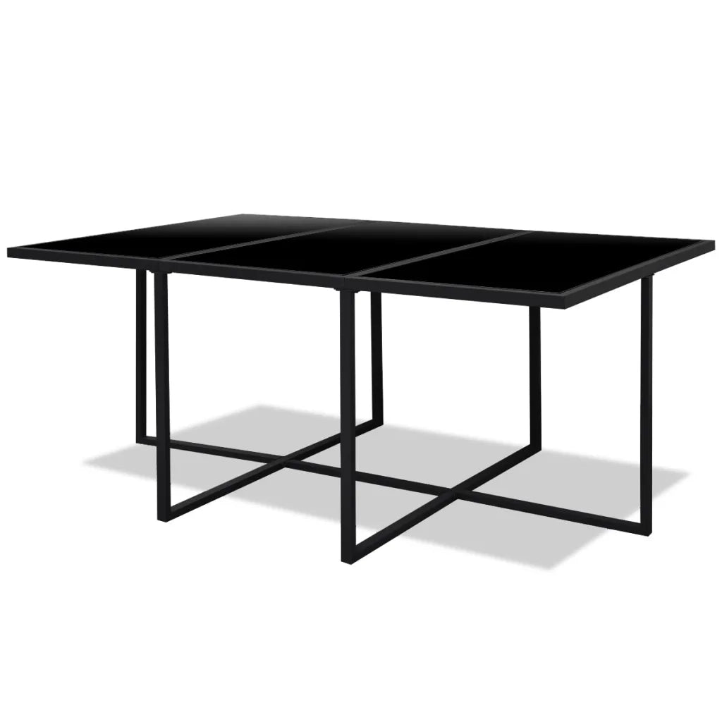 Set da Pranzo da Giardino 11 pz con Cuscini in Polyrattan Nero