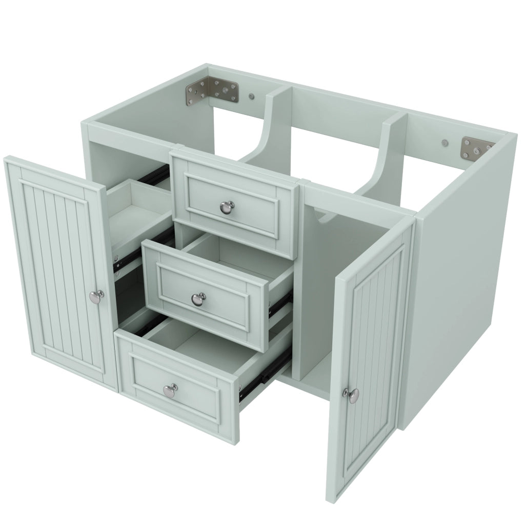 Mobile sottolavabo sospeso 78,5 cm verde in MDF con cassetti e vano contenitore