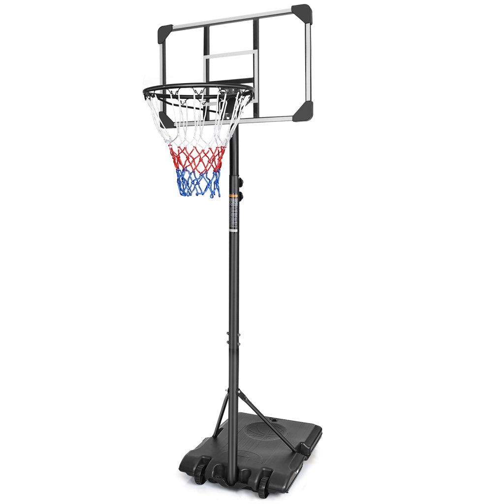 Canestro da basket portatile regolabile 170–213 cm in ferro nero con ruote per interno ed esterno