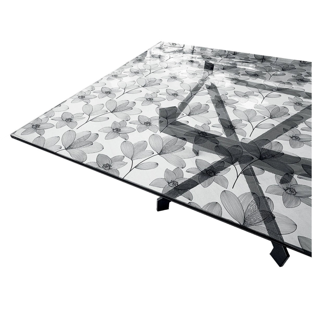 Tovaglia Trasparente Decorata Glitterata Pellicola Pvc 100x320 Cm Tavolo Antimacchia Spessa Fiori (C)