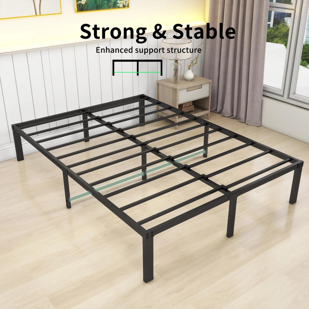Letto per adulti 140 × 200 cm in metallo, struttura stabile e silenziosa, spazio sotto il letto, senza materasso, nero