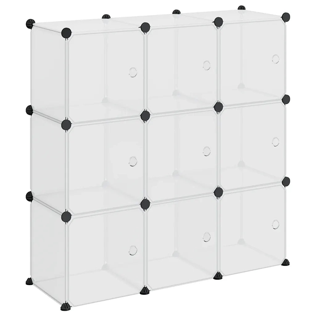 Contenitore a Cubo con 9 Cubi e Ante Trasparente PP 340557