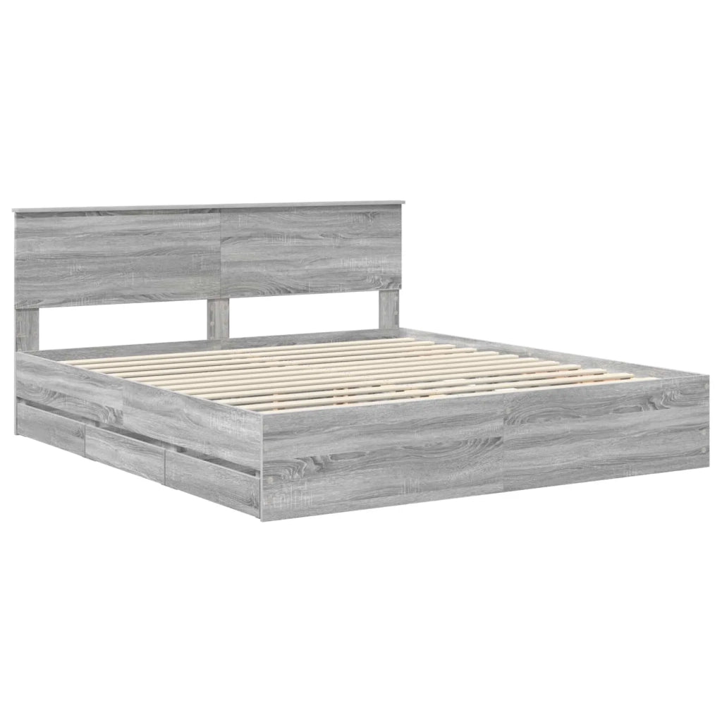Struttura del letto con cassetto Grigio Sonoma 200 x 200 cm 3407954