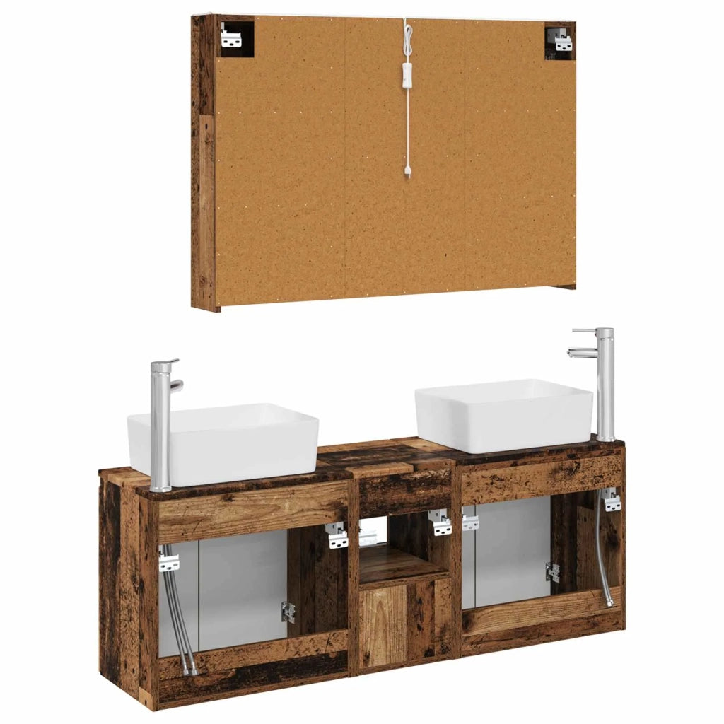 Set di Armadi da Bagno 4 pz Legno antico Legno ingegnerizzato 3406429