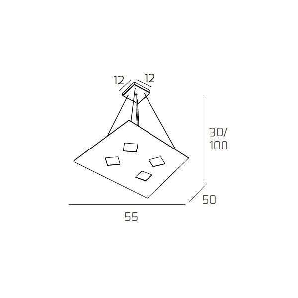 NOTE SOSPENSIONE 4 LUCI ATTACCO GX53 GRIGIO