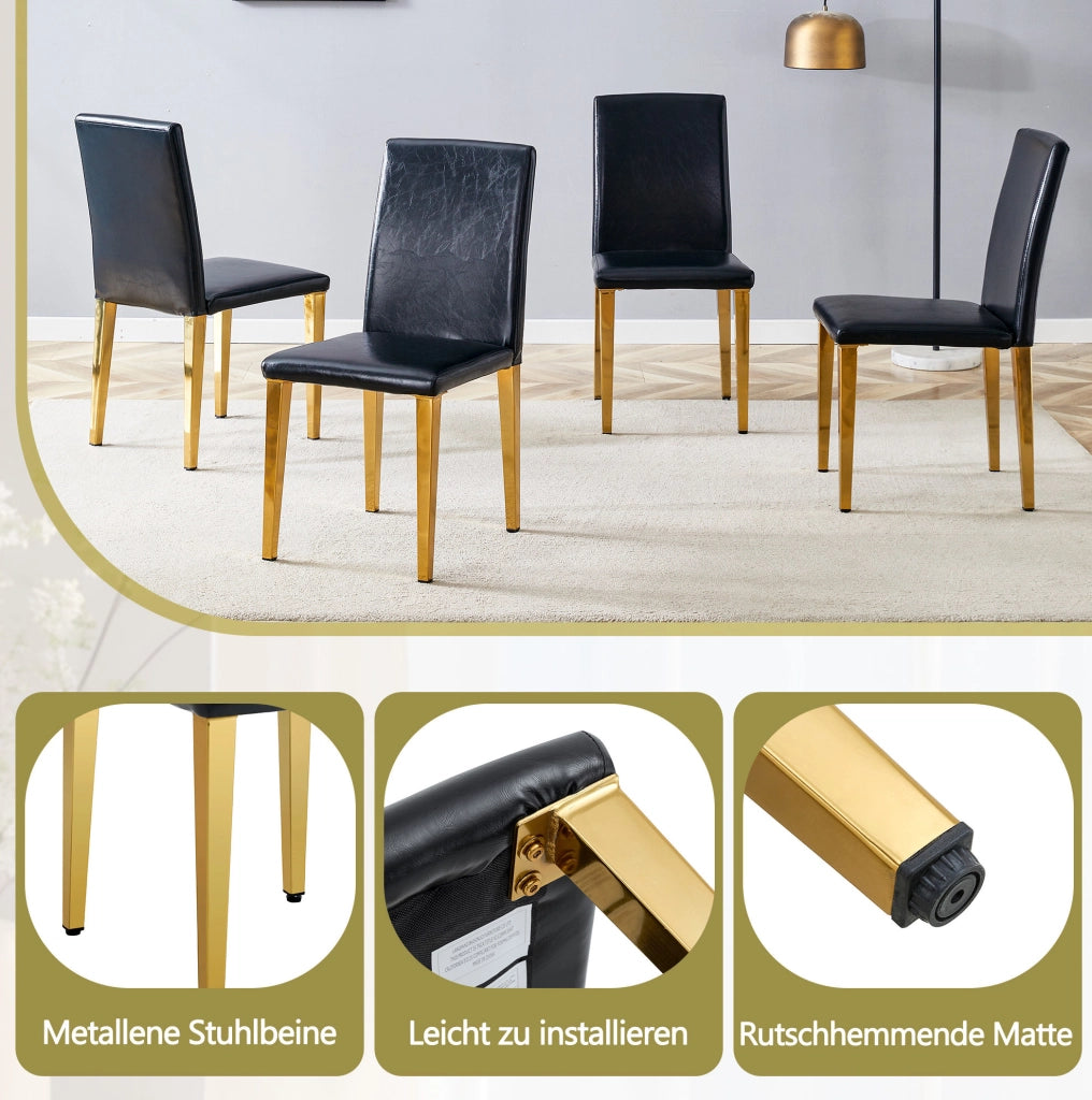 SEDIA Set da 2 pezzi 90 cm Nero/Oro in PU e metallo