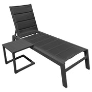 Set di lettino eTavolino BARBADOS in textilene nero - alluminio grigio antracite