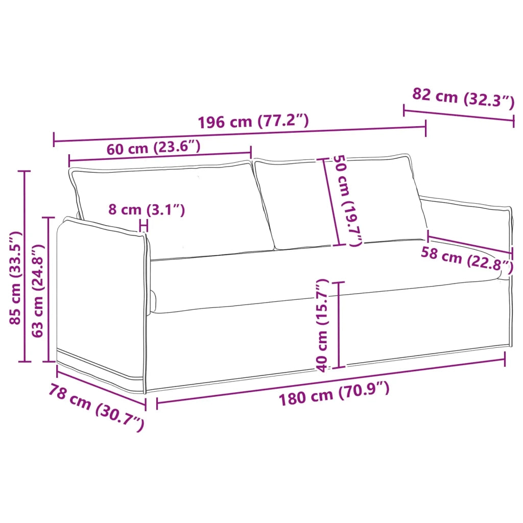 Set di divani 2 pcs Nero 196 x 82 x 85 cm Tessuto 3407613