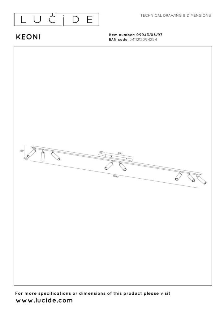 Faretto soffitto KEONI 8xG9 marrone alluminio Lucide
