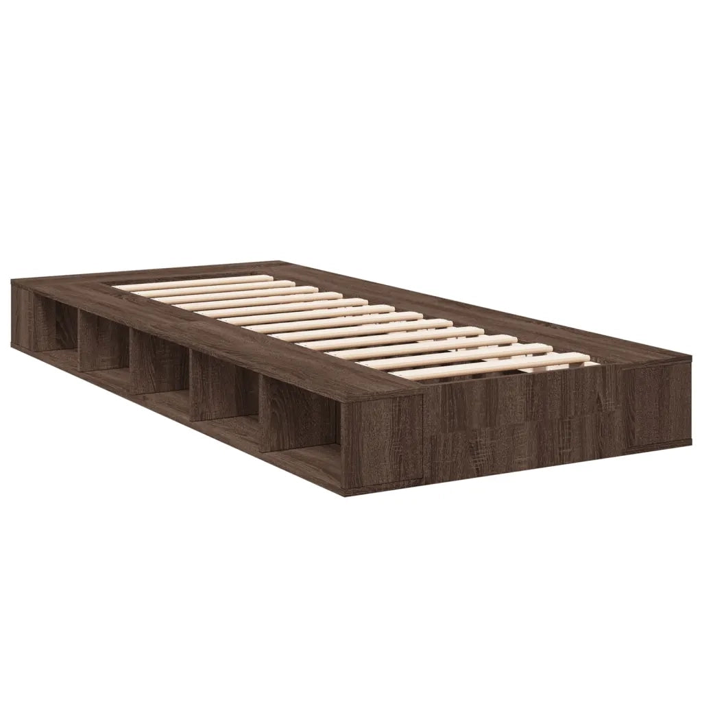 Letto singolo | Letto per adulti | Giroletto Rovere Marrone 75x190 cm in Legno Multistrato