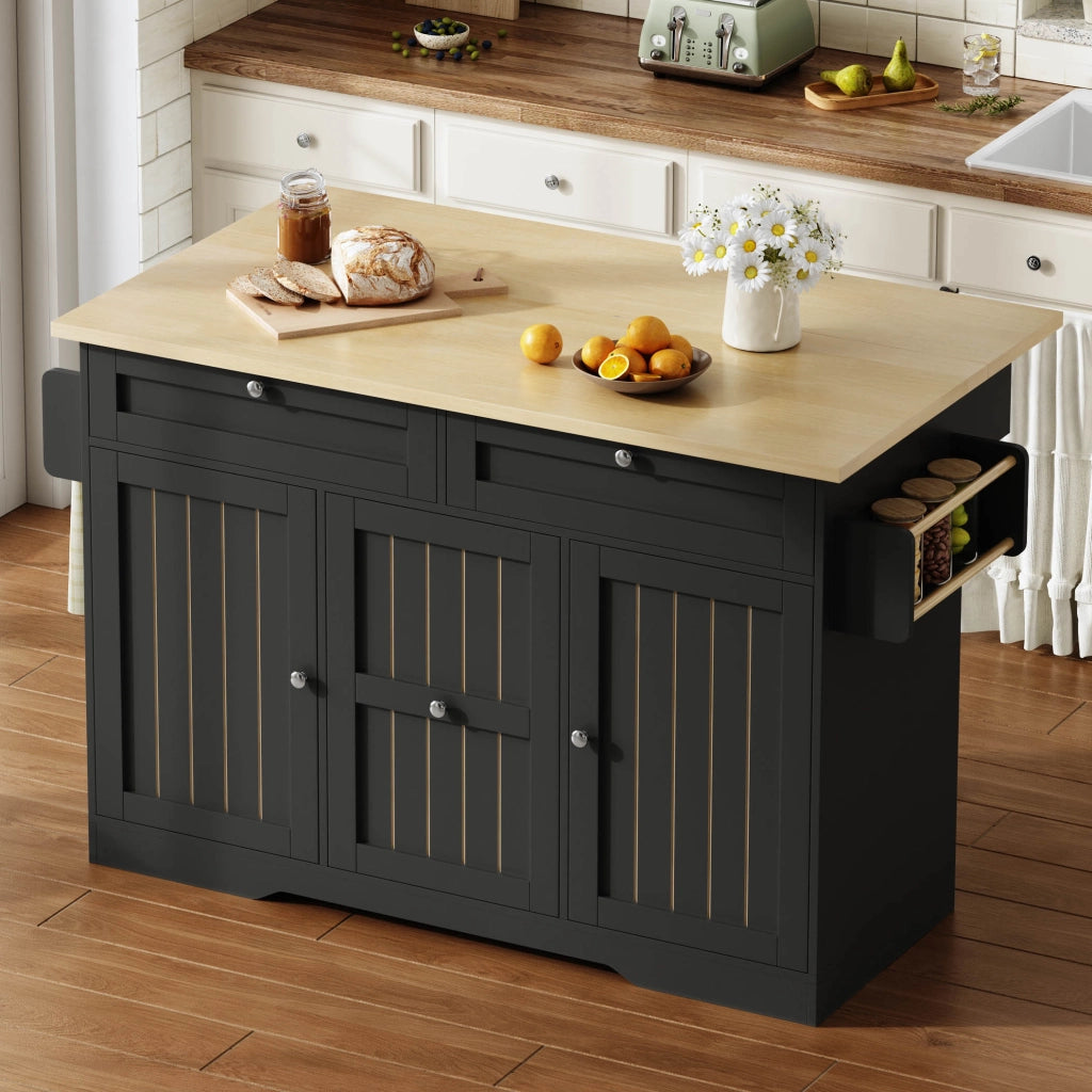 Isola Cucina Mobile con Piano Ribaltabile e Cassetti ¨C MINIMAL ¨C 120x45x92 cm