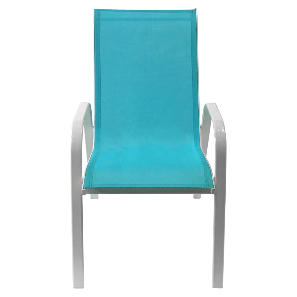 Set di 8 sedie MARBELLA in textilene blu - alluminio bianco