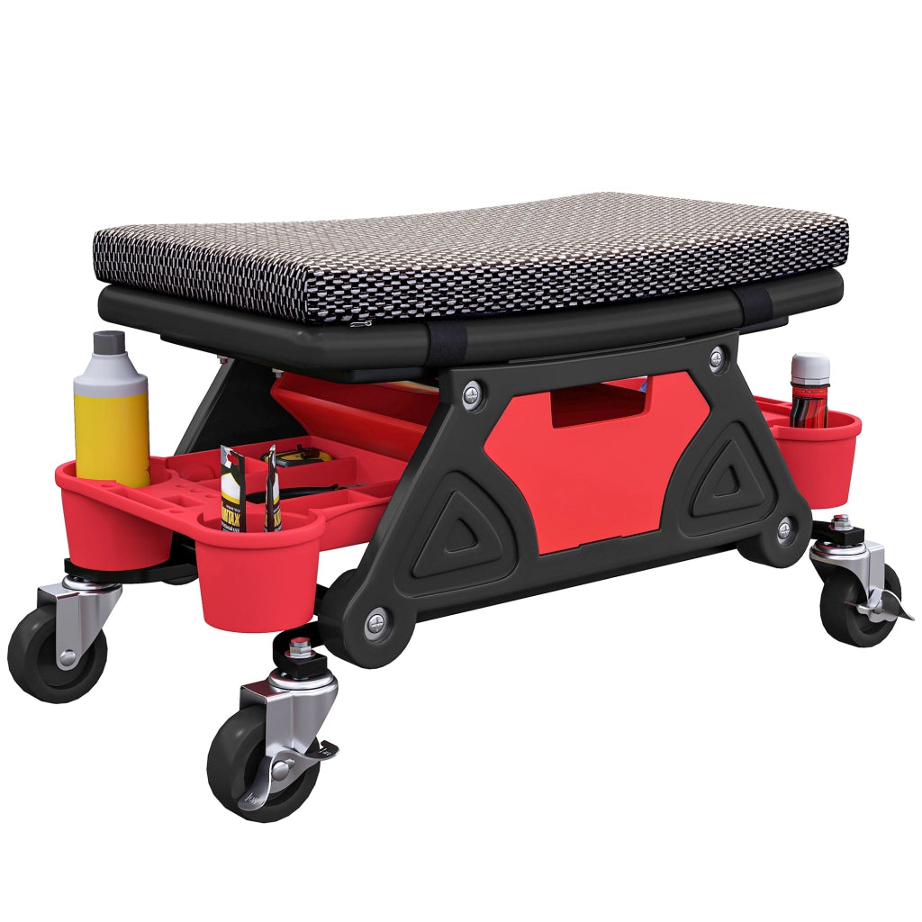 Sgabello da officina con rotelle girevoli 360¡ã ¨C Xylo ¨C 135 kg, 64,5x33x35 cm, nero