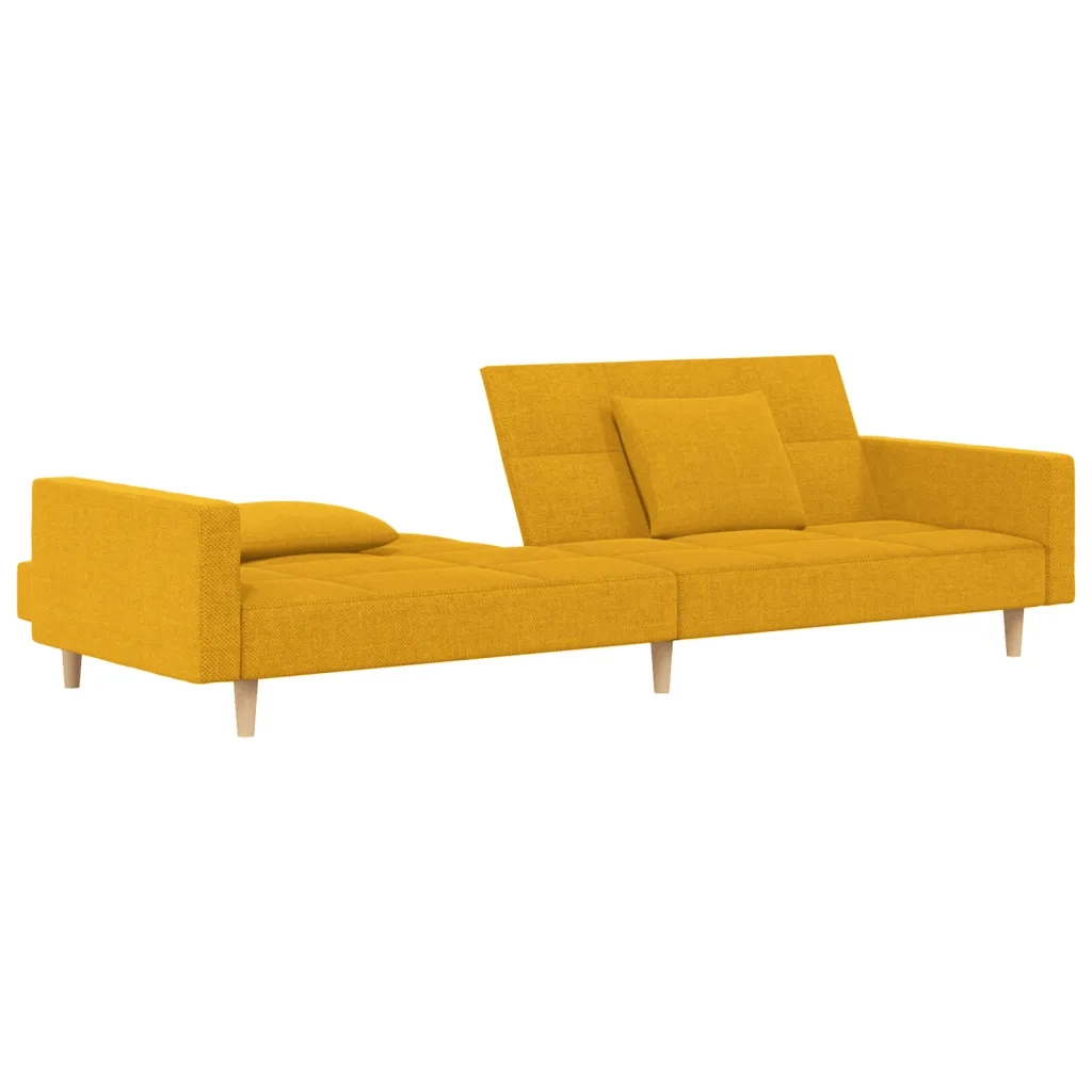 Divano letto | Sof¨¤ letto | Letto singolo a 2 Posti con 2 Cuscini Giallo in Tessuto