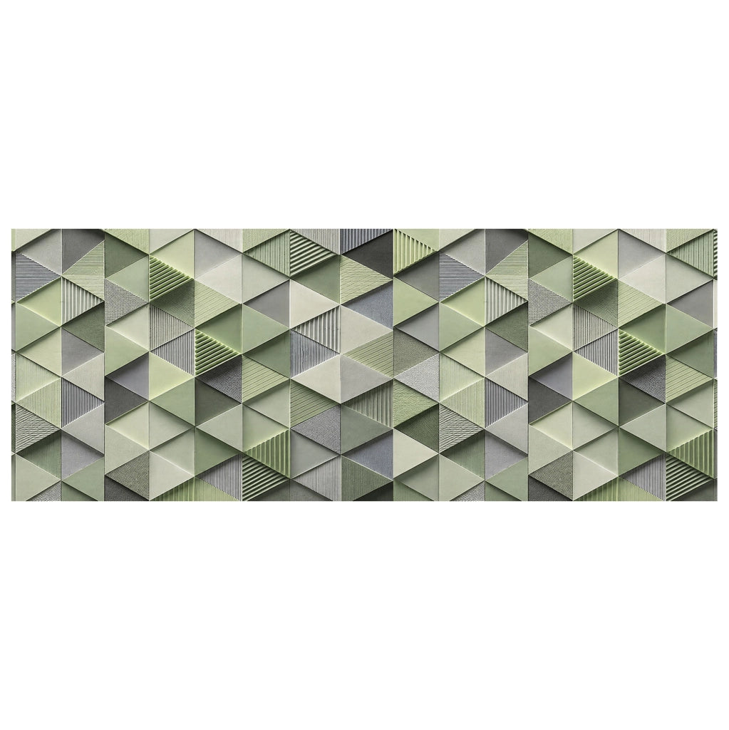 Tappeto passatoia fantasia made in Italy antiscivolo lavabile aderente triangoli multicolore 50x300cm - Triangle Verde