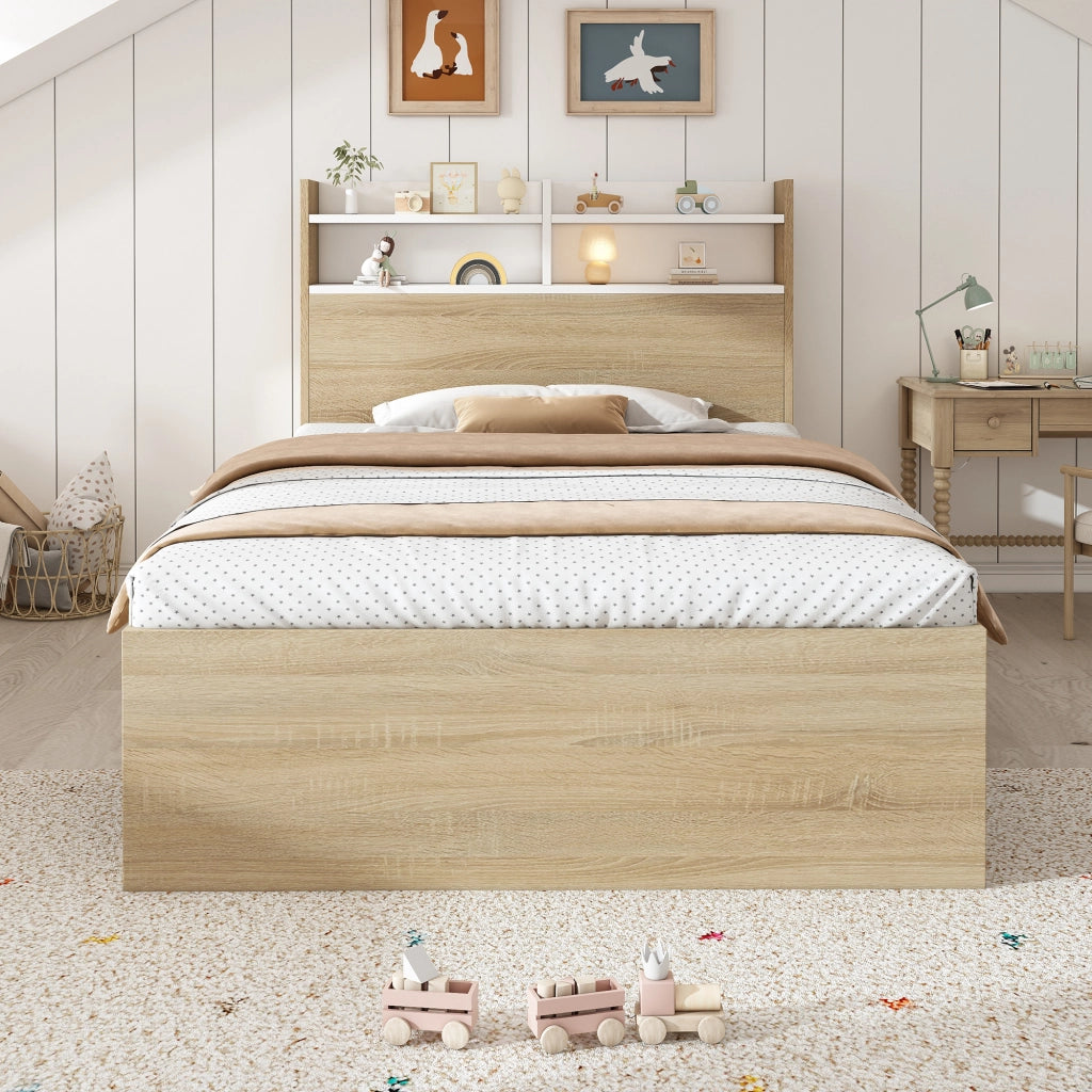 letto singolo legno bianco quercia 90x200 cm