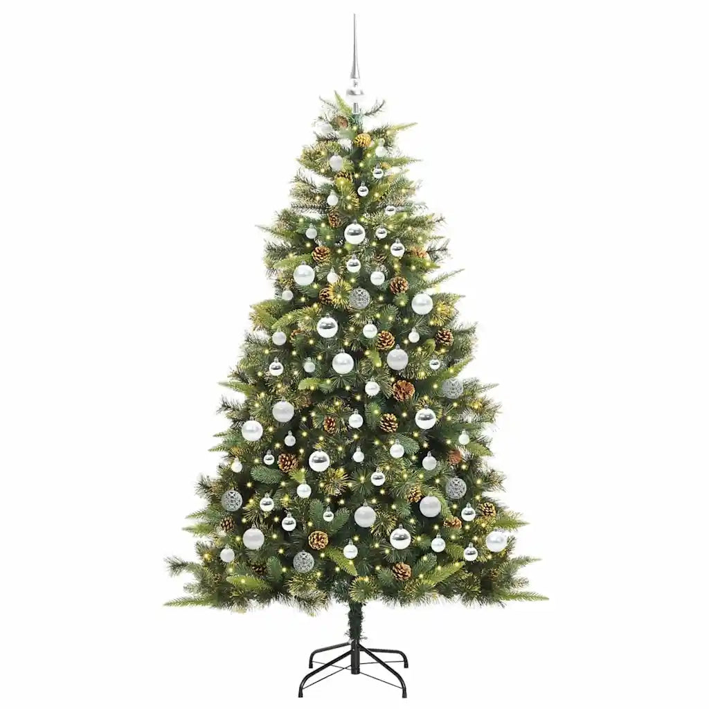 Albero di Natale artificiale pieghevole con coni Verde 180 cm 3395094
