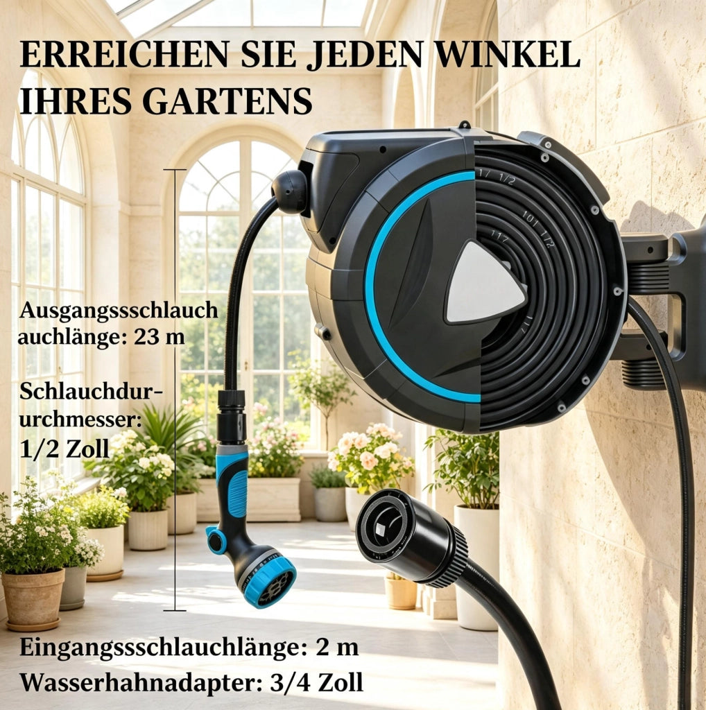 AVVOLGITUBO Automatico da Parete 23+2 m Blu in PVC