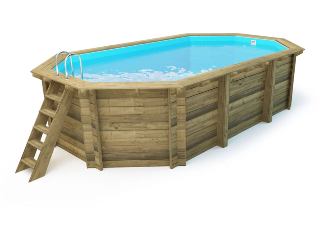 Piscina in legno "Seychelles" - 4,00 x 3,00 x 1,30 m + telo a bolle da 180 µ + telo invernale da 280 g/m²