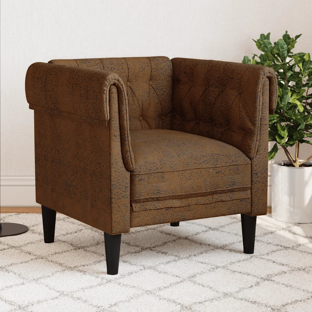 Divano Sedia-Poltrona Chesterfield Marrone in Tessuto