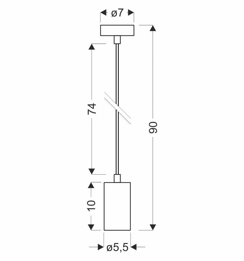 Lampada a sospensione Candellux TUBO nera GU10 Ø7cm