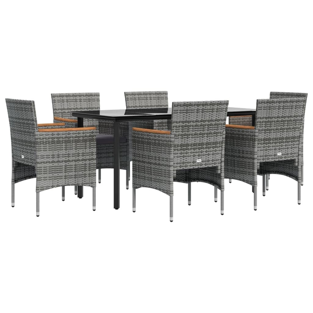 Mobili da pranzo da giardino con cuscini 7 pezzi grigio e nero 02_0014626